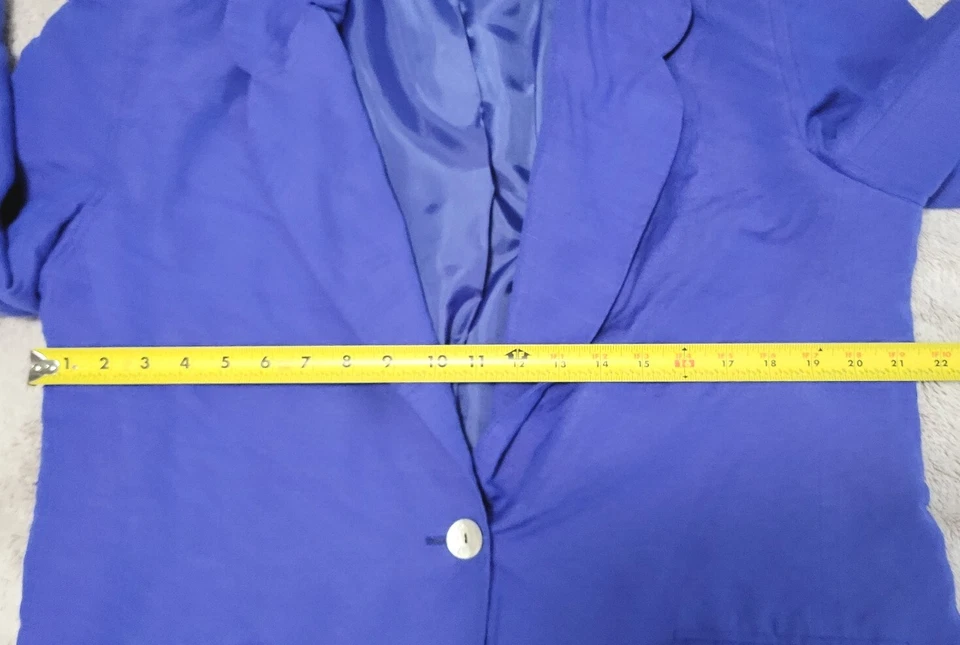 Blazer informal Corner & Co para mujer de lino azul cobalto talla 14 hombreras Foto 4 de 4