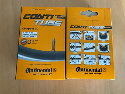 2 Continental Fahrrad Schlauch Compact 20 Zoll Blitzventil 32/47-406/451, (40)