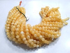 Yellow Calcited Round Ball 8mm Smooth Gemstone Plain Beads 14"Inch 1 Strand