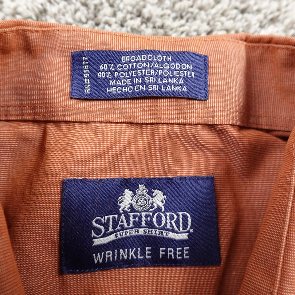 Camisa Stafford Para Hombre 16.5 32/33 L Naranja Manga Larga Abotonada Vestido Sin Arrugas Foto 4 de 4