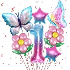 Butterfly Balloon Daisy Flower Girl Birthday Party Decoration Beautiful Set 7pcs