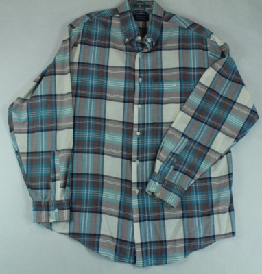 Raintree Country Shirt Men's Large Long Sleeve Plaid Single Needle Tailoring