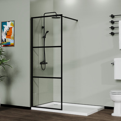 Walk-in Glass Shower Screen 34''×72'' Shower Door Aluminium 3-panel design in USA