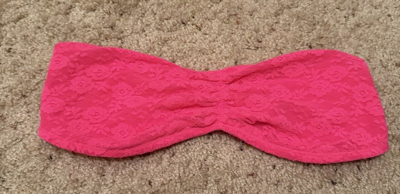 VICTORIA'S SECRET " PINK " STRAPLESS BANDEAU BRALETTE BRA  PINK WITH LACE SMALL