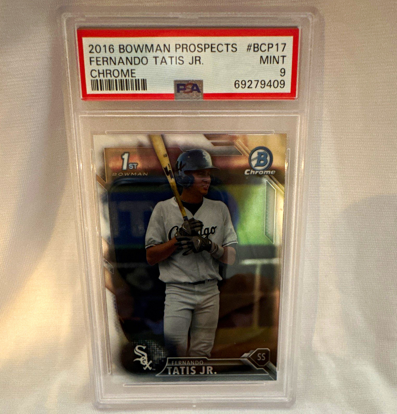 Bowman 2016 Prospects Chrome 1st Bowman Fernando Tatis Jr. #BCP17 PSA 9 Padres view 1