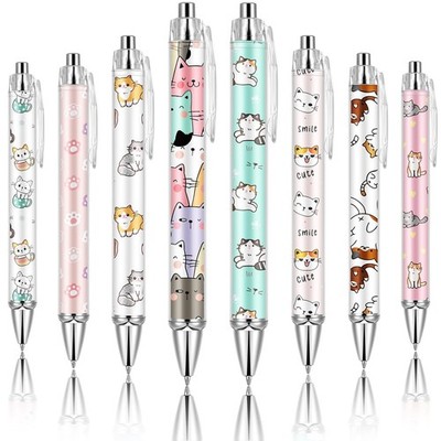Ireer 8 Pcs Ballpoint Pens for Women 1.00 mm Cute Black Ink as picture shown 