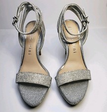Gianni Bini Rhinestone Stiletto Ankle Strap Sandals Women's Size 6.5M Silver