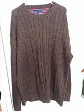 Tommy Hilfiger Men's Cotton Cable Knit Crewneck Sweater Brown 2XL NEW