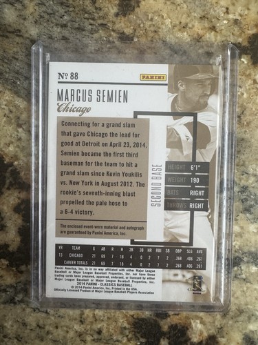 2014 Panini Classics Marcus Semien Rookie Relic Auto /299 White Sox Rangers - Picture 2 of 2
