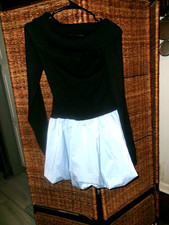 FASHION NOVA BLUE BLACK COMBO MINI BUBBLE HEM OFF THE SHOULDER RIBBED DRESS XL