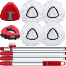 O-Cedar EasyWring 1-Tank Spin Mop Heads Brush Handle Kit 4 Replacement Set Plus