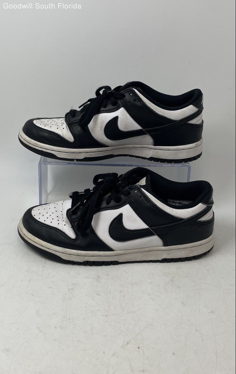 Nike Kids Dunk Low Retro CW1590-100 Black White Lace-Up Sneakers Shoes Size 7Y