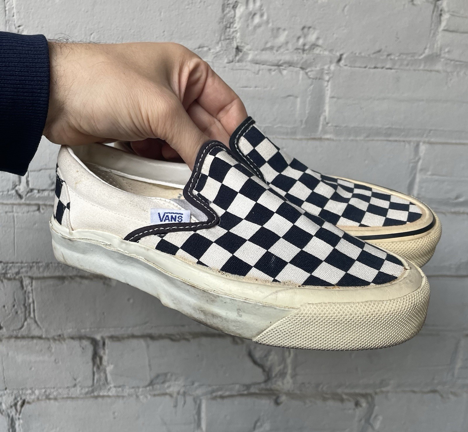VTG 80’s RARE MADE IN USA Checkerboard VANS Slip On Shoes, Size 3