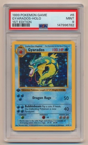 PSA 9 Pokemon Base Set 1st Edition Holo Rare Gyarados 6/102 MINT Condition!