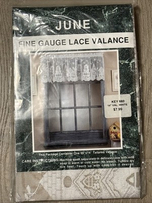 New Fine Gauge Lace Valance 60  X 14  Tailored Birdhouse Design White