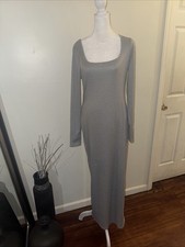 Women's Long Sleeve Gray Dress Size Medium... Ribbed Knit