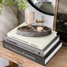 Aesthetic Decorative Books -Set of 3 Minimalist Linen Hardcover Faux/Fake Books