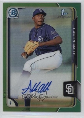2015 Bowman Draft Chrome Pick Green Refractor 55/99 Austin Smith Auto 2f9