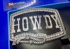 Howdy Crystals Silver Tone Rope 37926 Blazin Roxx Rectangle Belt Buckle in Box