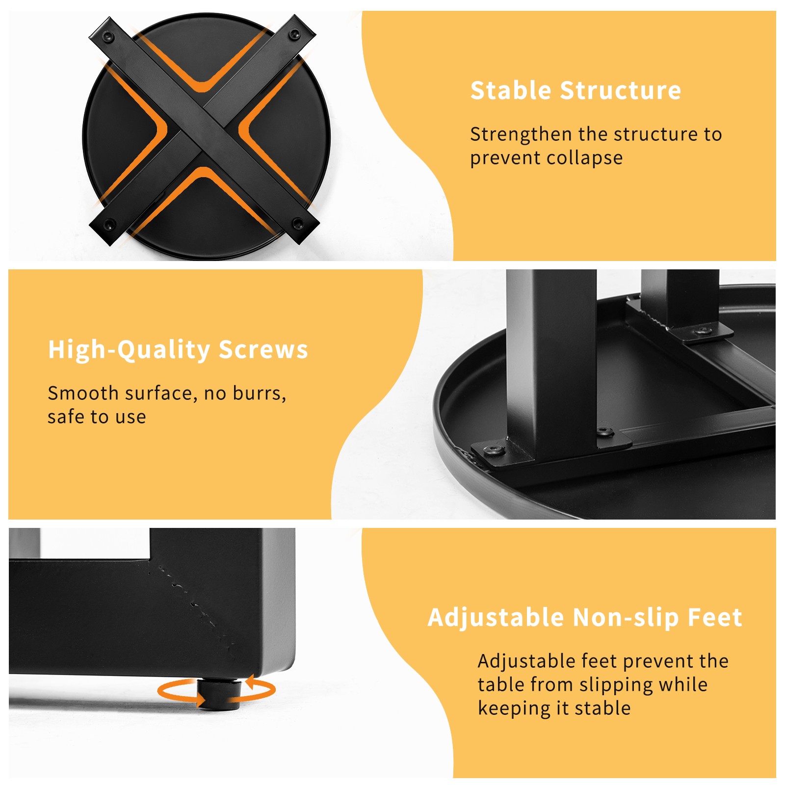 Patio Bistro Side Table 18in Portable In/Outdoor Black Round Weather Resistant