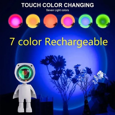 USB Wiederaufladbare LED Raumfahrer Regenbogen Nachtlicht Stimmungsbeleuchtung