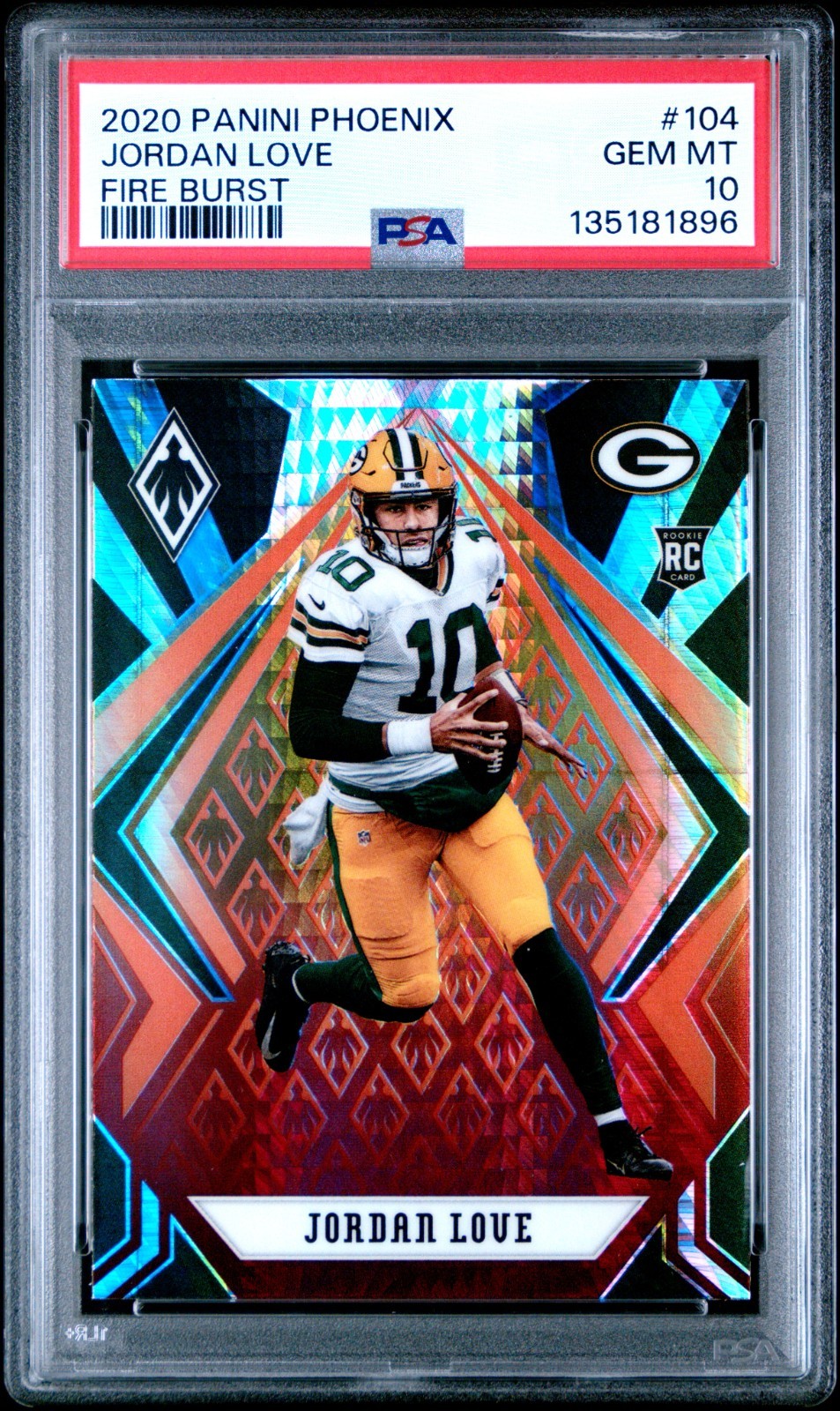2020 Phoenix JORDAN LOVE Fire Burst #104 PSA 10 GEM MINT RC Rookie Card Packers