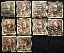 1895 US 2 Random 8c Sherman Stamps Used, SC#272 (CV $5.50)