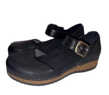 Dansko Women's Mae Mary Jane  Black Burnished Suede Shoes 36/ 5.5-6