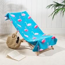 Image of Vibrant Flamingo Print Beach Towel - Quick-Dry Microfiber for Ultimate Comfort
