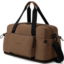 Large Travel Bag Expandable, Tote Bag for Travel, 47L Brown Duffle Bag