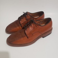 Allen Edmonds Men’s 7 Brown Woven Leather Derby Dress Shoes USA Made Leather Sol