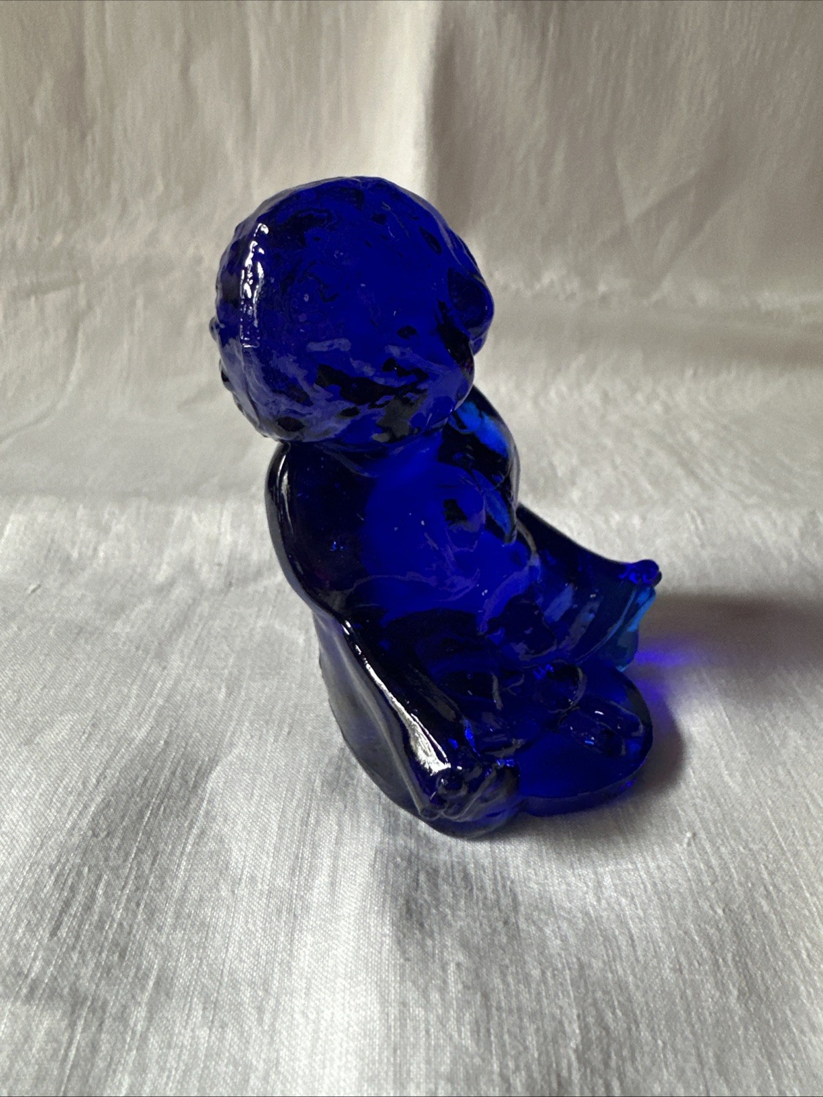 WETZEL GLASS SONNY BOY #2 Cobalt Blue Figurine OUR GANG Paperweight EUC Nice