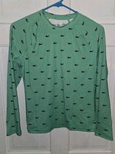 VINEYARD VINES green Nylon Navy Blue Whale Print Logo Swim Shirt. Youth L 16