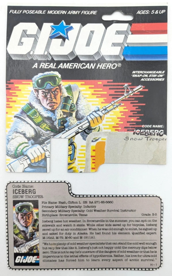 Vintage G.I. Figura completa Joe ARAH 1986 Iceberg v1 con tarjeta de archivo Foto 3 de 4