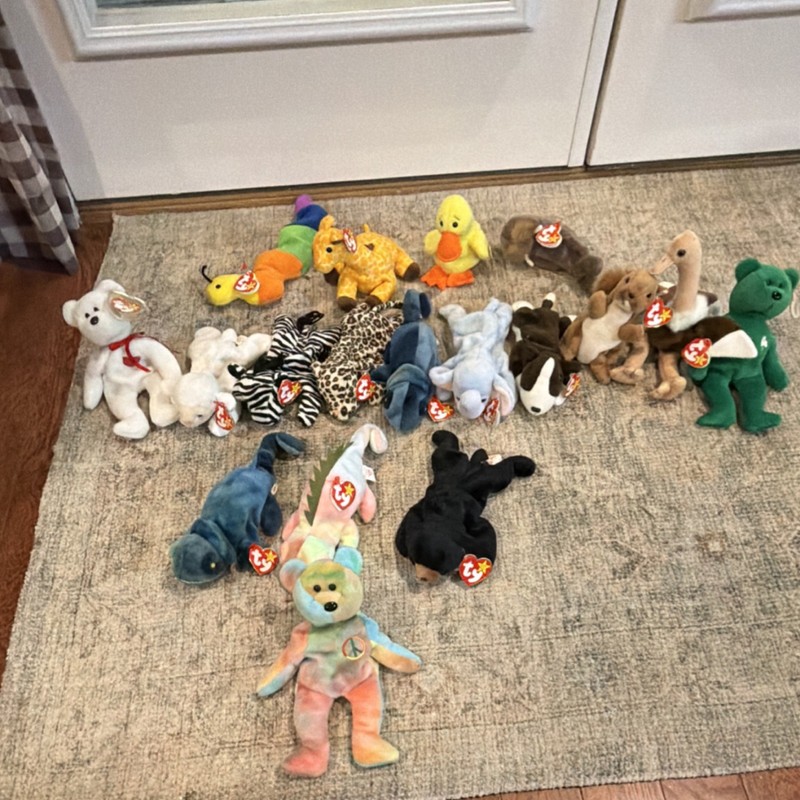 Ty Beanie Babies Plush Beanbag Stuffed Animal Lot Assorted w/ Heart Tags
