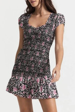 LoveShackFancy- Trevor Dress Raspberry Spice Latte Smocked Printed Mini New S