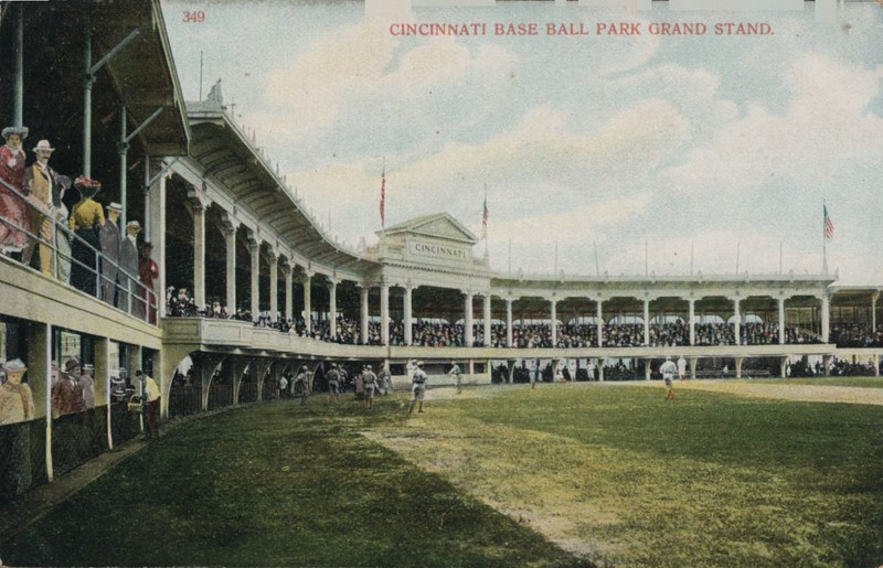 1910 Baseball Stadium Postcard Cincinnati  Reds Palace of The Fans  VENDOR LEFT