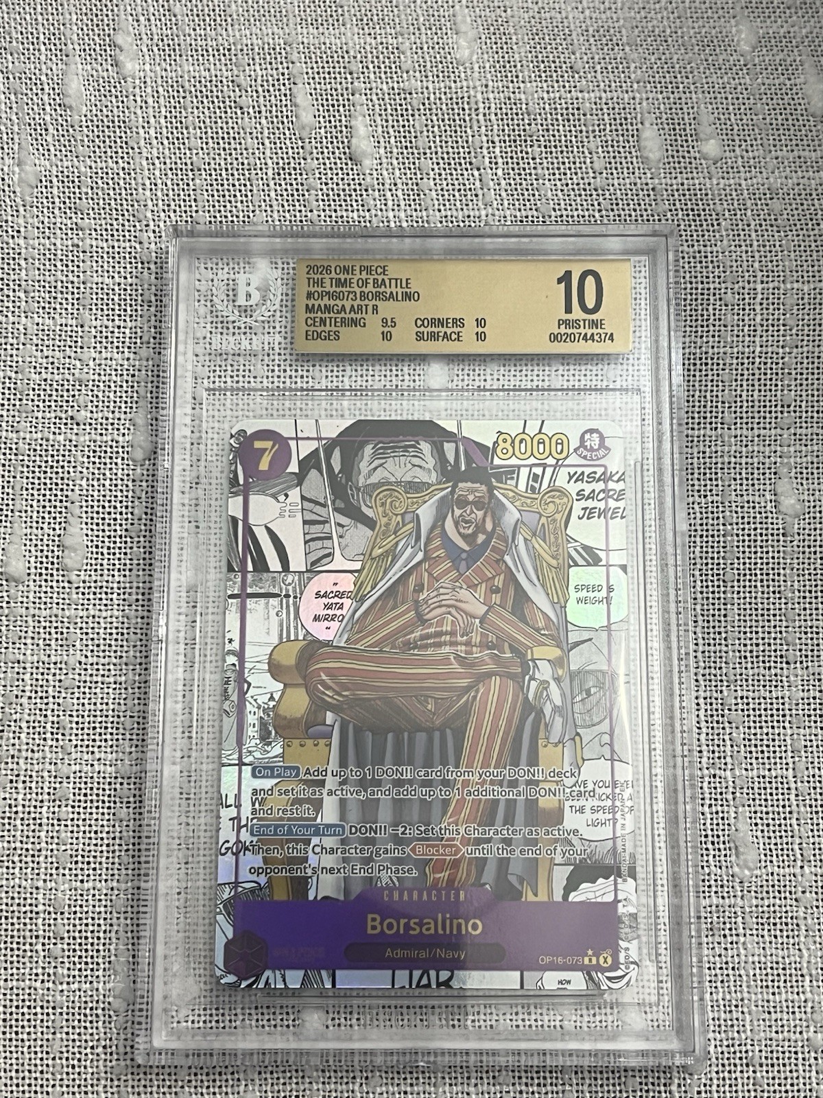 2026 One Piece The Time Of Battle Borsalino Manga Art OP16-073 BGS 10