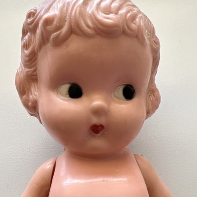 Vintage 6'' Knickerbocker Hard Plastic ''Helen'' Doll w/Bow Loop 1950's 