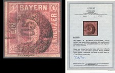 Bayern Rarit&auml;t: MiNr. 3 II mit Fotoattest BPP Sem vom 2.7.2026