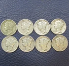 1945 D Mercury 90% Silver Dimes - Lot Of 8 Condition Varies a