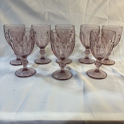 LIBBEY DURATUFF Gibraltar PINK Iced Tea Footed Glasses set of 8