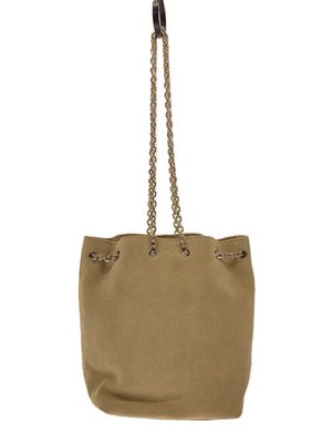 Rive Droite Metallic Chain Bag Handbag Suede BEG Plain