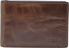 Fossil - Men's Derrick Leather Slim Wallet, Brown