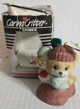 Caring Critter Chimer Ornament Mouse Bell Bisque Porcelain w Box Vintage 1990s