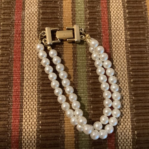 Prairie fairy dainty double stand faux pearl bracelet wedding prom festival love - Picture 4 of 6