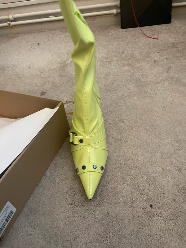 Brand New ASOS Size 5 Lime Green Pointed Toe Knee High Stiletto Boots