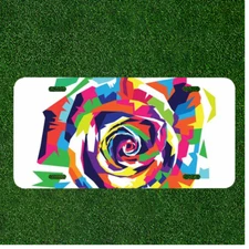 Custom Personalized License Plate Auto Tag With Colorful Flower Swirl Design NEW