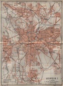 Leipzig Antique Town City Stadtplan I Saxony Karte Baedeker 1910 Old Map Ebay