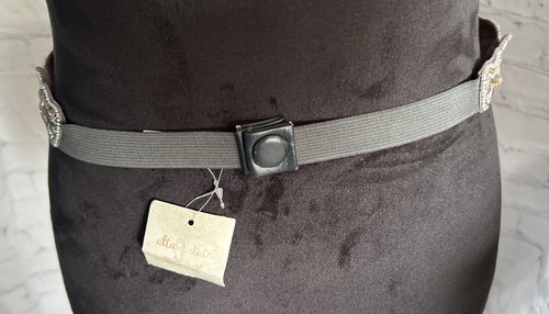Altar'd State Gunmetal Gray Beaded Belt Stretch Elastic Snap Back Sz L (28 In) - Picture 6 of 6